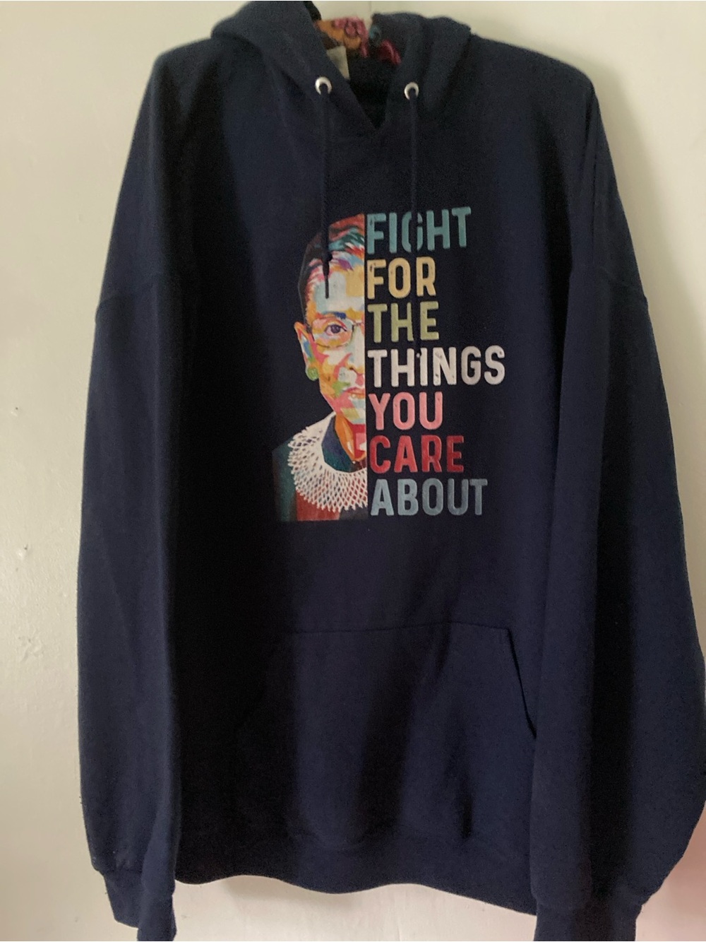 Womens Navy Graphic Hoodie - 'Fight For The Things You Care About “
